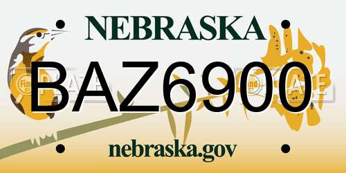 BAZ6900 Nebraska License Plate