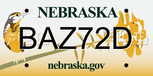 BAZ72D Nebraska License Plate
