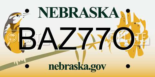 BAZ77O Nebraska License Plate