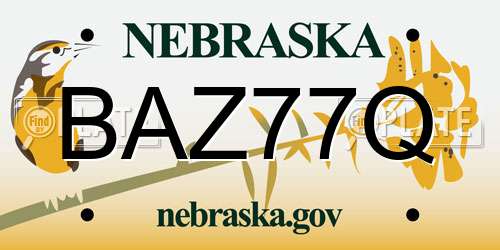 BAZ77Q Nebraska License Plate