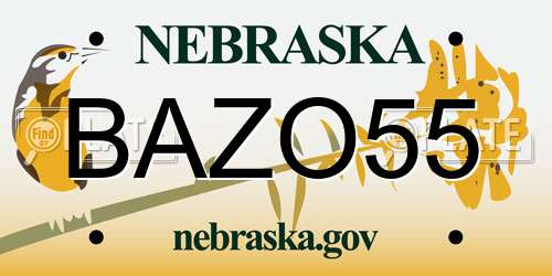 BAZO55 Nebraska License Plate