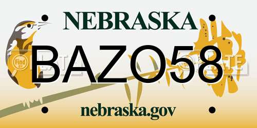 BAZO58 Nebraska License Plate