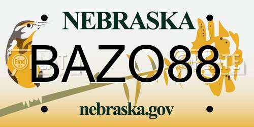 BAZO88 Nebraska License Plate