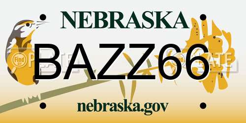 BAZZ66 Nebraska License Plate