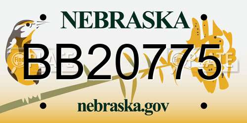 BB20775 Nebraska License Plate