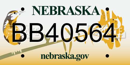 BB40564 Nebraska License Plate