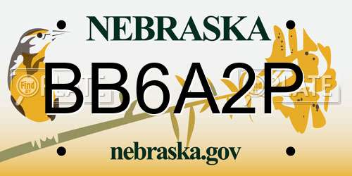 BB6A2P Nebraska License Plate