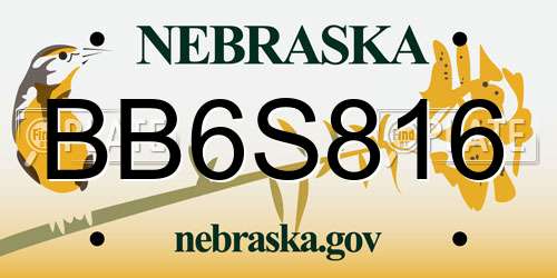 BB6S816 Nebraska License Plate