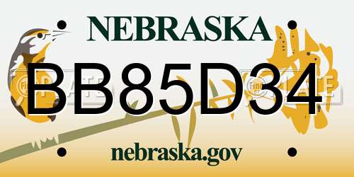 BB85D34 Nebraska License Plate