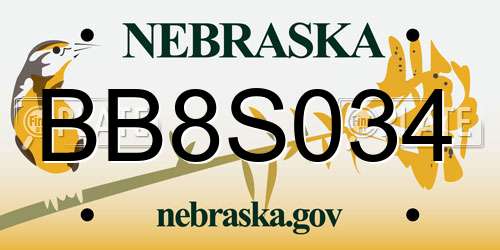 BB8S034 Nebraska License Plate