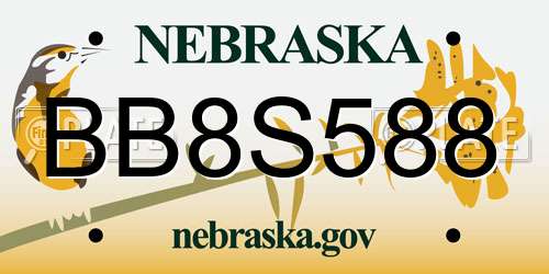 BB8S588 Nebraska License Plate