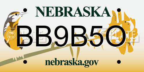 BB9B5O Nebraska License Plate