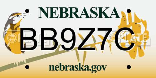 BB9Z7C Nebraska License Plate