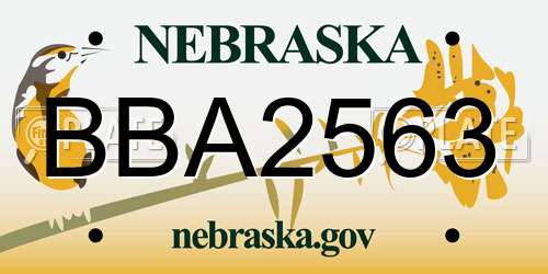 BBA2563 Nebraska License Plate