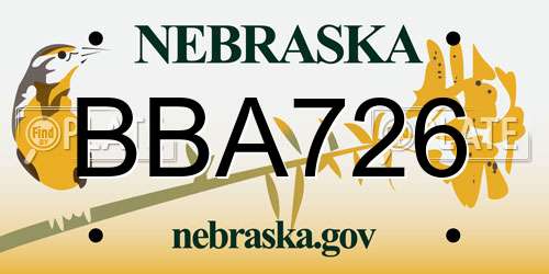 BBA726 Nebraska License Plate
