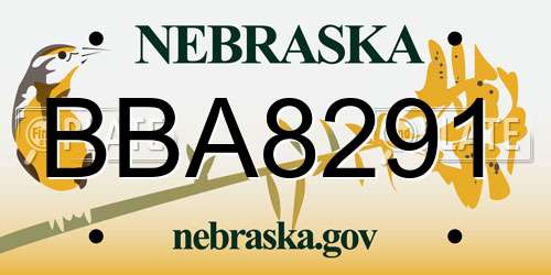 BBA8291 Nebraska License Plate