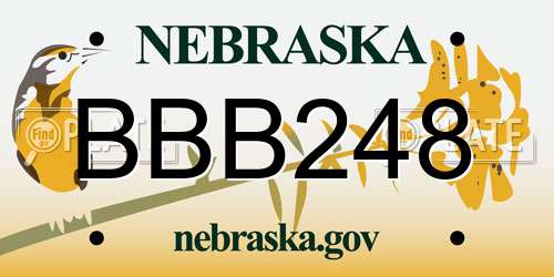 BBB248 Nebraska License Plate