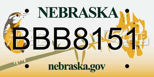BBB8151 Nebraska License Plate