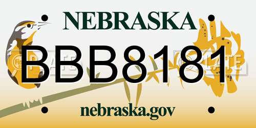 BBB8181 Nebraska License Plate