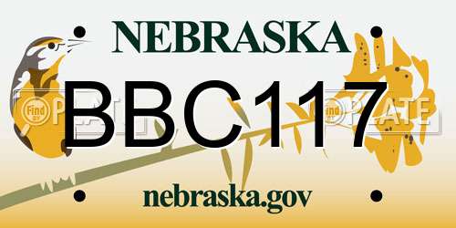 BBC117 Nebraska License Plate