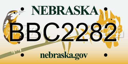 BBC2282 Nebraska License Plate