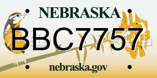 BBC7757 Nebraska License Plate