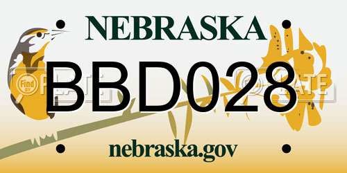 BBD028 Nebraska License Plate