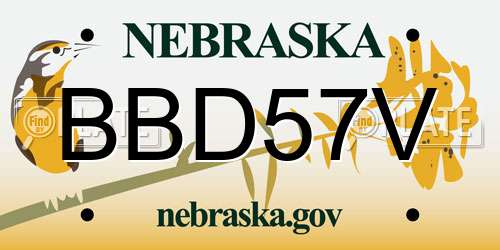 BBD57V Nebraska License Plate