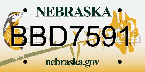 BBD7591 Nebraska License Plate