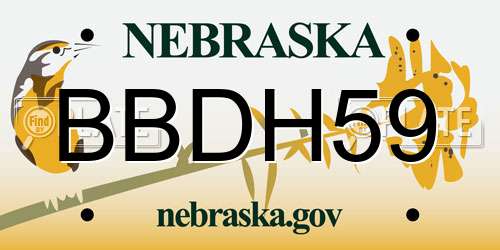 BBDH59 Nebraska License Plate
