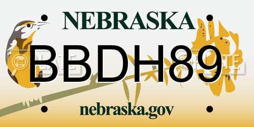 BBDH89 Nebraska License Plate