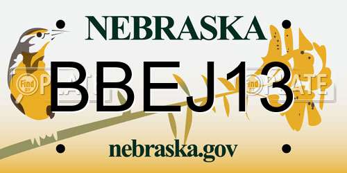 BBEJ13 Nebraska License Plate
