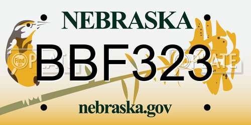 BBF323 Nebraska License Plate