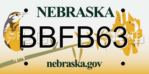 BBFB63 Nebraska License Plate