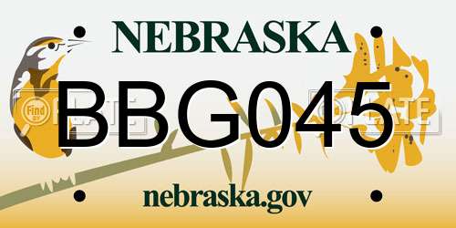 BBG045 Nebraska License Plate