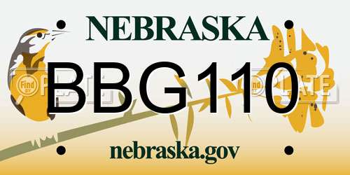 BBG110 Nebraska License Plate