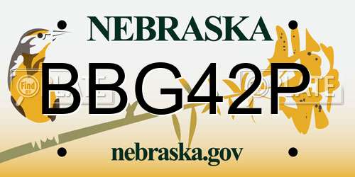 BBG42P Nebraska License Plate