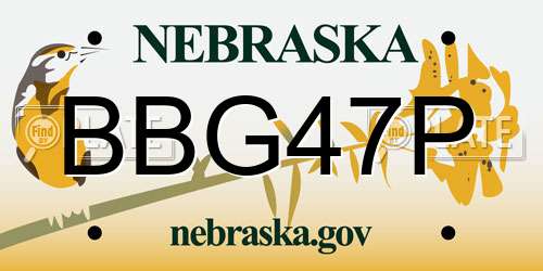 BBG47P Nebraska License Plate