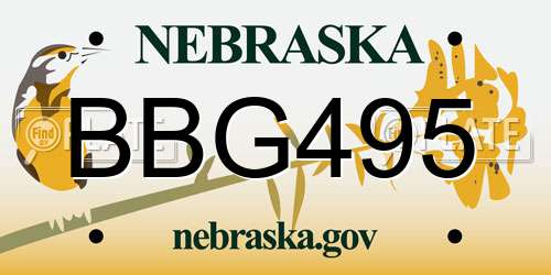 BBG495 Nebraska License Plate