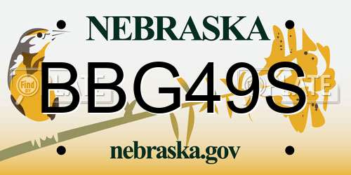 BBG49S Nebraska License Plate