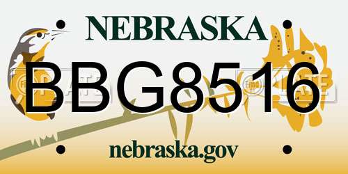 BBG8516 Nebraska License Plate