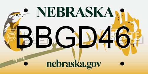BBGD46 Nebraska License Plate