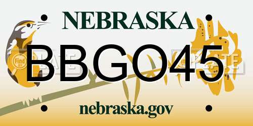 BBGO45 Nebraska License Plate