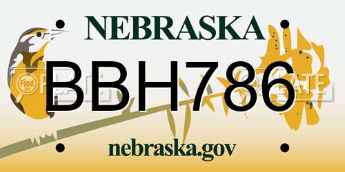 BBH786 Nebraska License Plate