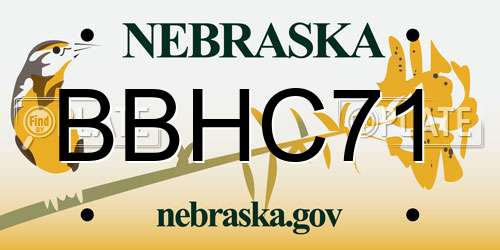 BBHC71 Nebraska License Plate