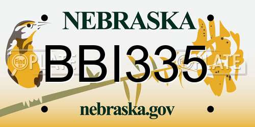 BBI335 Nebraska License Plate
