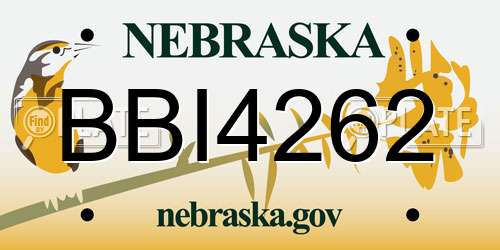 BBI4262 Nebraska License Plate