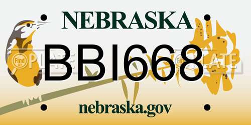 BBI668 Nebraska License Plate