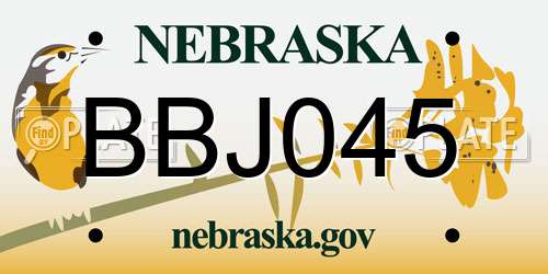 BBJ045 Nebraska License Plate