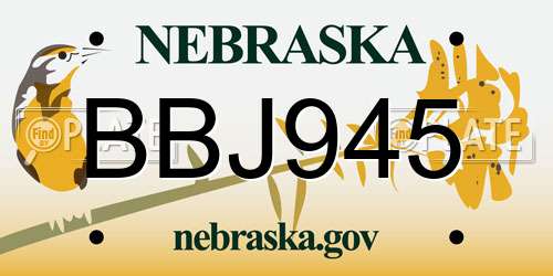 BBJ945 Nebraska License Plate